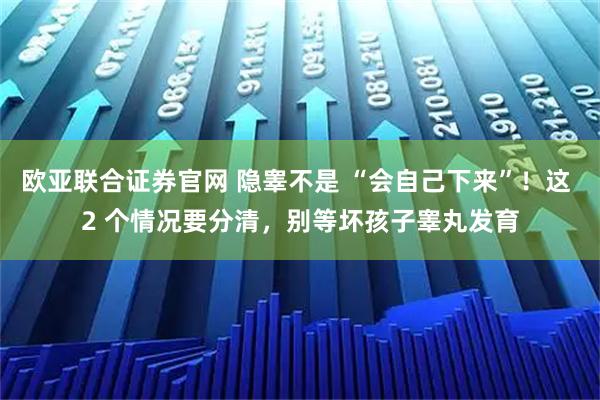 欧亚联合证券官网 隐睾不是 “会自己下来”!这 2 个情况要分清,别等坏孩子睾丸发育